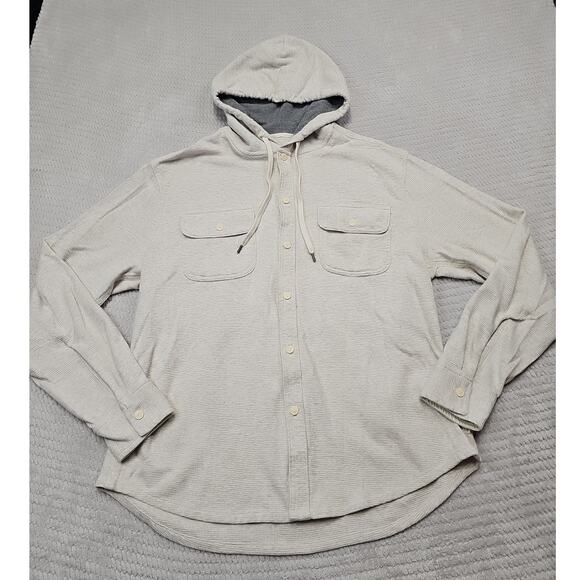 American Eagle Shirt Mens XL Waffle Knit Hooded Button Up - Picture 1 of 7